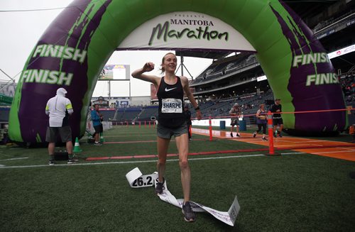 TREVOR HAGAN / WINNIPEG FREE PRESS
Selene Sharpe, winner of the womens full Manitoba Marathon, Sunday, June 16, 2019.