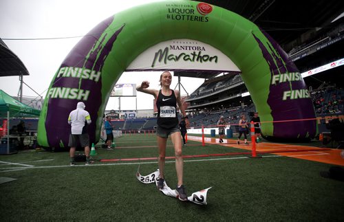 TREVOR HAGAN / WINNIPEG FREE PRESS
Selene Sharpe, winner of the womens full Manitoba Marathon, Sunday, June 16, 2019.