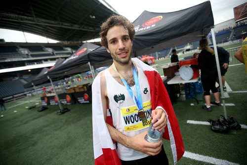TREVOR HAGAN / WINNIPEG FREE PRESSMens half Manitoba Marathon winner, Tristan Woodvine from Cobden, Ont., Sunday, June 16, 2019.