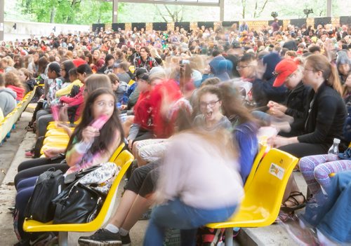 SASHA SEFTER / WINNIPEG FREE PRESS
The cast of Strike! The musical run through a dress rehearsal in front of over 1000 students who were invited to watch the performance at the Rainbow Stage in Kildonan Park.
190617 - Monday, June 17, 2019.