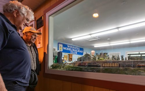 SASHA SEFTER / WINNIPEG FREE PRESS
Friends Garry Lee (left) and John Mclichlan explore the Winnipeg Railway Museum on its reopening after being closed abruptly on May 30 by the museum landlord VIA Rail Canada. 
190617 - Monday, June 17, 2019.