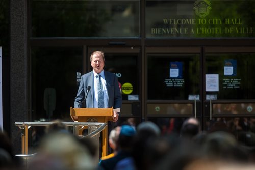 MIKAELA MACKENZIE / WINNIPEG FREE PRESS
Interim CAO Mike Ruta speaks at the third annual ceremony for signing Winnipeg's Indigenous Accord at City Hall in Winnipeg on Tuesday, June 18, 2019. For Aldo Santin story.
Winnipeg Free Press 2019.