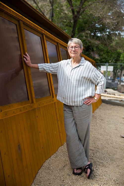 MIKAELA MACKENZIE / WINNIPEG FREE PRESS
Julie Guard, labour studies professor at U of M, poses for a portrait at the near-completed streetcar at Main St. and Market Ave. in Winnipeg on Tuesday, June 18, 2019. For Jessica Botelho-Urbanski story.
Winnipeg Free Press 2019.