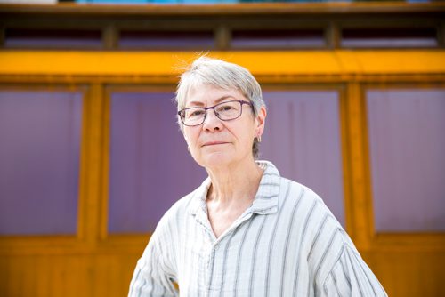 MIKAELA MACKENZIE / WINNIPEG FREE PRESS
Julie Guard, labour studies professor at U of M, poses for a portrait at the near-completed streetcar at Main St. and Market Ave. in Winnipeg on Tuesday, June 18, 2019. For Jessica Botelho-Urbanski story.
Winnipeg Free Press 2019.