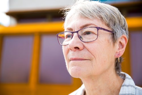 MIKAELA MACKENZIE / WINNIPEG FREE PRESS
Julie Guard, labour studies professor at U of M, poses for a portrait at the near-completed streetcar at Main St. and Market Ave. in Winnipeg on Tuesday, June 18, 2019. For Jessica Botelho-Urbanski story.
Winnipeg Free Press 2019.