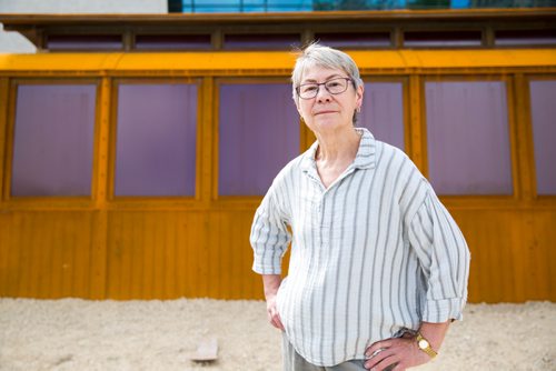 MIKAELA MACKENZIE / WINNIPEG FREE PRESS
Julie Guard, labour studies professor at U of M, poses for a portrait at the near-completed streetcar at Main St. and Market Ave. in Winnipeg on Tuesday, June 18, 2019. For Jessica Botelho-Urbanski story.
Winnipeg Free Press 2019.