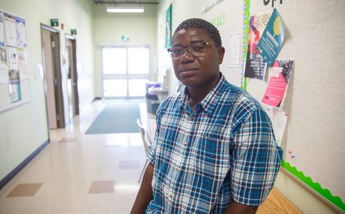 MIKE DEAL / WINNIPEG FREE PRESS
Othello Wesee, a refugee from Liberia who has done a lot of work to help refugees in Winnipeg get an education and succeed, is organizing a different kind of event for this Thursdays World Refugee Day June 20. The Liberian International Foundation for Equity Inc. (LIFE), in partnership with the Seven Oaks School Division is celebrating the strength and courage of refugees by holding a fundraising dinner to open a library in Wesees hometown in Liberia.
Othello Wesee is a student parent support worker at the Seven Oaks Adult Learning Centre where the photos was taken.
190618 - Tuesday, June 18, 2019.
