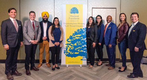 SUBMITTED PHOTO

L-R: Adam Smoluk (Westland Foundation director), Mayor Brian Bowman, Rajeshwar Singh, Poonam Chopra, Amol Samra, Sameer Tiwana, city councillors Markus Chambers and Vivian Santos, and John Prystanski (Westland Foundation founder and president) at the Westland Foundations 2019 Education Fund Breakfast on May 15, 2019 at the RBC Convention Centre Winnipeg. (See Social Page)