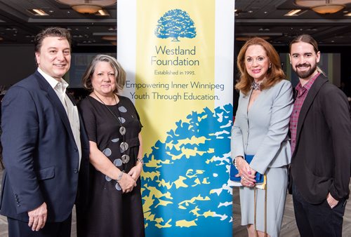 SUBMITTED PHOTO

L-R: John Prystanski (Westland Foundation founder and president), Carol Bellringer, Elba Haid (Westland honorary board member and president and CEO of event sponsor Realcare) and Stephan Lagasse at the Westland Foundations 2019 Education Fund Breakfast on May 15, 2019 at the RBC Convention Centre Winnipeg. (See Social Page)