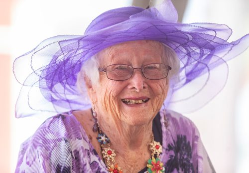 SASHA SEFTER / WINNIPEG FREE PRESS
Jean Morrison (97) performs a stand up routine during the CJNU Senior Star Talent Competition at the Red River Ex.
190619 - Wednesday, June 19, 2019.