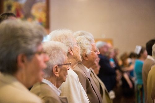 MIKAELA MACKENZIE / WINNIPEG FREE PRESS
Grey Nuns at the celebration mass of the Grey Nuns' 175th anniversary at the Saint Boniface Cathedral in Winnipeg on Friday, June 21, 2019. For Caitlyn story.
Winnipeg Free Press 2019.