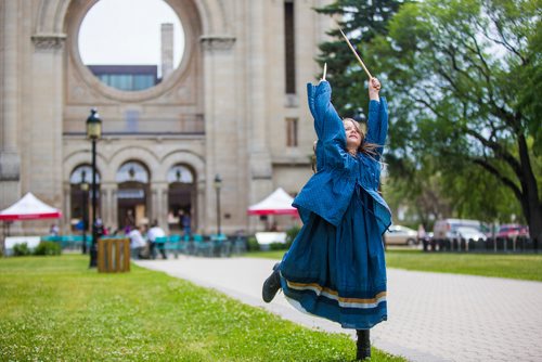 MIKAELA MACKENZIE / WINNIPEG FREE PRESS
Océane Woods (with Manitoba Living History), eight, plays a game called graces at the Grey Nuns' 175th anniversary celebration at the Saint Boniface Cathedral in Winnipeg on Friday, June 21, 2019. For Caitlyn story.
Winnipeg Free Press 2019.