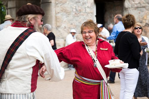 MIKAELA MACKENZIE / WINNIPEG FREE PRESS
Mariette DeGagné does an impromptu swing with James Sutherland at the Grey Nuns' 175th anniversary celebration at the Saint Boniface Cathedral in Winnipeg on Friday, June 21, 2019. For Caitlyn story.
Winnipeg Free Press 2019.