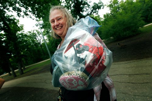 PHIL HOSSACK / WINNIPEG FREE PRESS -  Barbara Samson shows off a collection of her painted rocks, some keepers (like the Geisha painted stone) others to be left along trails for visitors to find.  See Dave Sanderson story? - June 18, 2019.