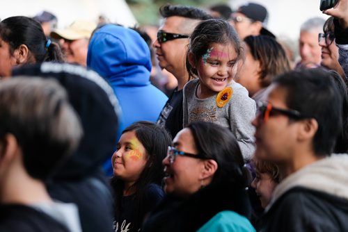 Daniel Crump / Winnipeg Free Press. A young girl in the crowd enjoys the music at APTN Indigenous Day Live 2019 at the Forks, Winnipeg. June 19, 2019.