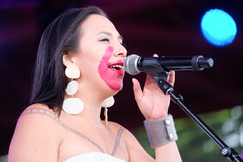 Daniel Crump / Winnipeg Free Press. The Jerry Cans, from Inuvik Nunavut,  perform during APTN Indigenous Day Live 2019 at the Forks, Winnipeg. June 19, 2019.