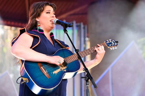 Daniel Crump / Winnipeg Free Press. Adrina Turenne performs during APTN Indigenous Day Live 2019 at the Forks, Winnipeg. June 19, 2019.