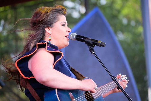 Daniel Crump / Winnipeg Free Press. Adrina Turenne performs during APTN Indigenous Day Live 2019 at the Forks, Winnipeg. June 19, 2019.