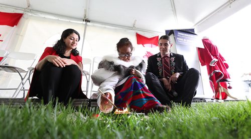 RUTH BONNEVILLE /  WINNIPEG FREE PRESS 


The Honourable Maryam Monsef, Minister for Women and Gender Equality and member of Parliament for Winnipeg South, Robert-Falcon Ouellette, sit next to Annie Bowkett a Inuit women originally from Nunavut, as she performs a traditional Inuit ritual with oil and fire called Qulliq at the start of press conference for a government announcement regarding the Commemoration Fund for Missing and Murdered Indigenous Women and Girls at the Forks Monday. 



More info on the Qullq:
The Qulliq (Inuit Lamp) is incorporated into the Truth-Gathering Process. It symbolizes Inuit womens strength, care, and love. The Qulliq represent the light and warmth provided at the hearth. The lamp is made for a woman as a gift from her husband. Then, as the owner, she becomes the flame keeper.



June 24, 2019