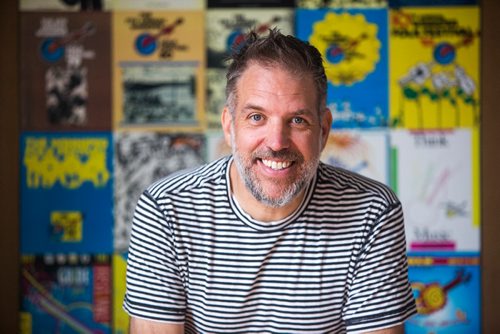 MIKAELA MACKENZIE / WINNIPEG FREE PRESS
Chris Frayer, Winnipeg Folk Fest artistic director, poses for a portrait in his office in Winnipeg on Thursday, June 27, 2019. For Eva Wasney story.
Winnipeg Free Press 2019.