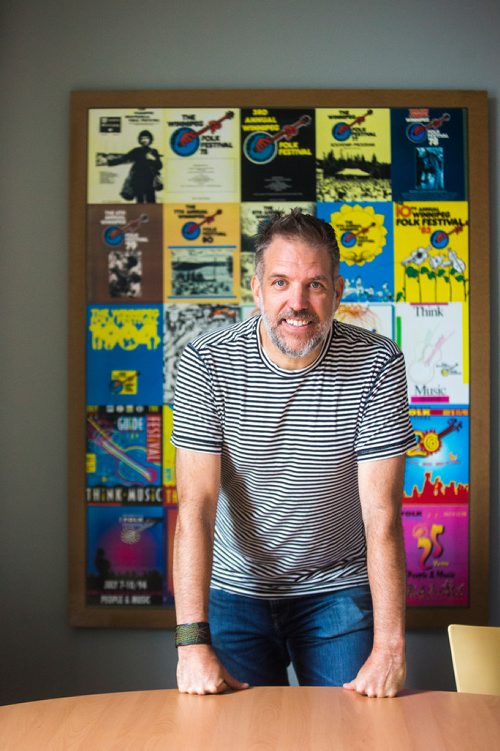 MIKAELA MACKENZIE / WINNIPEG FREE PRESS
Chris Frayer, Winnipeg Folk Fest artistic director, poses for a portrait in his office in Winnipeg on Thursday, June 27, 2019. For Eva Wasney story.
Winnipeg Free Press 2019.