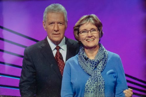 SASHA SEFTER / WINNIPEG FREE PRESS
A photograph of Amanda Steadman with Jeopardy host Alex Trebek.
190703 - Wednesday, July 03, 2019.