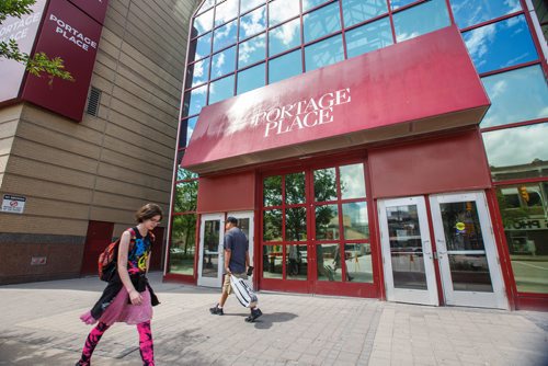 MIKE DEAL / WINNIPEG FREE PRESS
The front doors to Portage Place Shopping Centre. 
Starlight Investments is prepared to buy the mall from its current owner, Vancouver-based Peterson Group, and then buy the land the mall is built on and the underground parkade from North Portage Development Corp.
190705 - Friday, July 05, 2019.