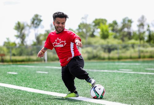 RUTH BONNEVILLE /  WINNIPEG FREE PRESS 

LOCAL - dwarf athlete


Portraits taken at Dakota Soccer Field.  



WHAT: art of Vivek Bhagria, a dwarf athlete from Winnipeg who has won gold for the first time in his six-year international career. He won two golds at the 2019 Dwarf National Games in San Francisco. He won gold in football and in soccer.
In soccer, he is a striker who led Canada with 8 goals in 6 games.

For Ashley Prest story   

July 5th, 2019

