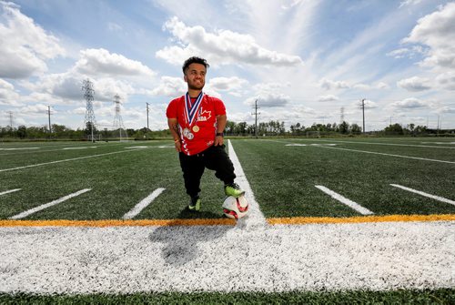 RUTH BONNEVILLE /  WINNIPEG FREE PRESS 

LOCAL - dwarf athlete


Portraits taken at Dakota Soccer Field.  



WHAT: art of Vivek Bhagria, a dwarf athlete from Winnipeg who has won gold for the first time in his six-year international career. He won two golds at the 2019 Dwarf National Games in San Francisco. He won gold in football and in soccer.
In soccer, he is a striker who led Canada with 8 goals in 6 games.

For Ashley Prest story   

July 5th, 2019


