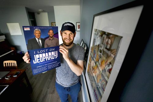 RUTH BONNEVILLE /  WINNIPEG FREE PRESS 

49.8 - Jeopardy - George

Dave Sanderson's 49.8 story on locals who appeared on Jeopardy.

Portraits of George Buri, who appeared on Jeopardy in  2017 and and was the 2nd place finisher. with his poster and cap.  

George has pics of him & Trebek, and a nice take-home prize, a Jeopardy hat. He shows off the poster for his Fringe play, I Lost on Jeopardy, which will make its world debut this July @ the fest.

See Dave Sanderson story.

July 5th, 2019

