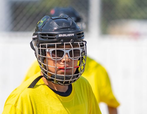 SASHA SEFTER / WINNIPEG FREE PRESS
A player form the NCN Steelers stares down the competition during the second annual Manitoba Indigenous Youth Ball Hockey Tournament held at the Norberry-Glenlee Community Centre.
190706 - Saturday, July 06, 2019.