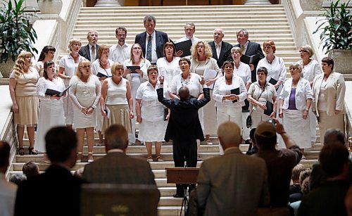 BORIS.MINKEVICH@FREEPRESS.MB.CA BORIS MINKEVICH / WINNIPEG FREE PRESS  090617 The Lagafells Church Choir sigs at the cerimony to celebrate Iceland's 65th anniversary of independance. Location is the Manitoba Legislative building.