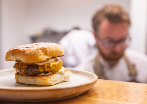 SASHA SEFTER / WINNIPEG FREE PRESS
"Le burger" served up in the kitchen of  Nonsuch Brewing Co.
190706 - Saturday, July 06, 2019.