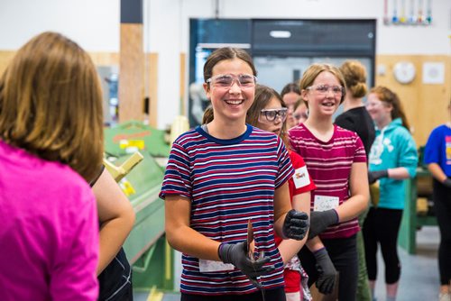 MIKAELA MACKENZIE / WINNIPEG FREE PRESS
Avery Delaney, 14, waits to use the magnet brake at the Girls Exploring Trades and Technology at Red River College in Winnipeg on Tuesday, July 9, 2019. For Nadya Pankiw story.
Winnipeg Free Press 2019.