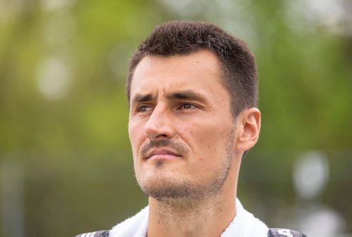 SASHA SEFTER / WINNIPEG FREE PRESS
Australian tennis pro Bernard Tomic gets in some practice Tuesday morning before competing in the National Bank Challenger at the Winnipeg lawn Tennis Club. 
190709 - Tuesday, July 09, 2019.