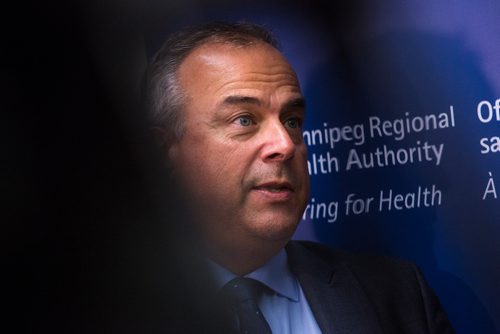 MIKAELA MACKENZIE / WINNIPEG FREE PRESS
Réal Cloutier, president and CEO of the WRHA, speaks about the upcoming changes at Seven Oaks Hospital at a press conference in Winnipeg on Tuesday, July 9, 2019. For Jessica Botelho-Urbanski story.
Winnipeg Free Press 2019.