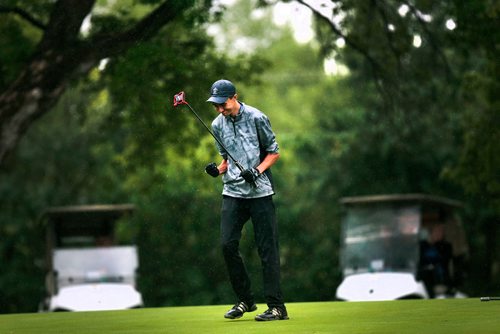 PHIL HOSSACK / WINNIPEG FREE PRESS - ,  Jacob Armstrong reacts after sinking the final put on the 18th green to win the Manitoba Jr Men's title Tuesday at Elmhurst Golf and Country Club. Devon's story. - July 9, 2019.