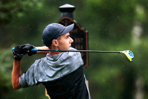 PHIL HOSSACK / WINNIPEG FREE PRESS - Jacob Armstrong drives off the 16th tee box at the Manitoba Jr Men's tournament at Elmhurst Golf and Country Club Tuesday. Devon's story. - July 9, 2019.