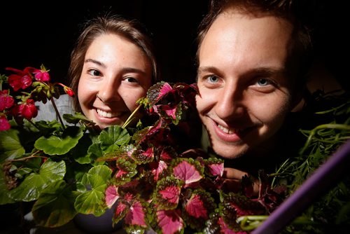 JOHN WOODS / WINNIPEG FREE PRESS
Bethany Daman and Sasha Schellenberg are photographed with some of the plants and flowers they are growing that will be used in their green wedding in their Winnipeg home Tuesday, July 9, 2019. The couple is planning a green wedding on Aug 10.

Reporter: Longhurst
