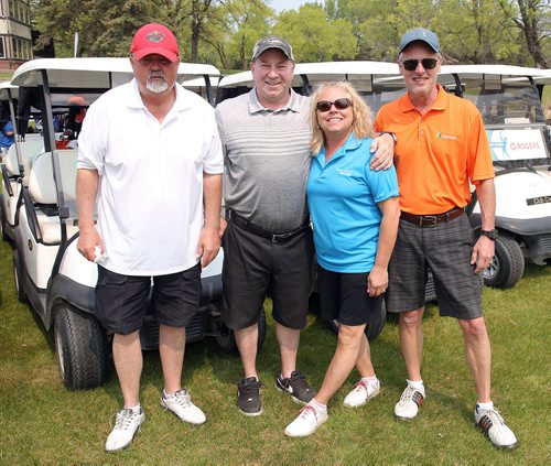 JASON HALSTEAD / WINNIPEG FREE PRESS

L-R: Kevin Neale, Darrin Keats, Monika Carswell and Dave Carswell of gift sponsor BSE Home Electronics & Accessories at Marymound's third annual 100 Exclusive Golf Tournament at Rossmere Country Club on May 30, 2019. (See Social Page)