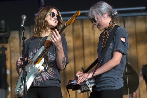 PHIL HOSSACK / WINNIPEG FREE PRESS -Sister act Rebecca (left) and Megan Lovell of Larkin Poe perform in the opening hours of the Winnipeg Folk Festival Thursday. - July 11, 2019.