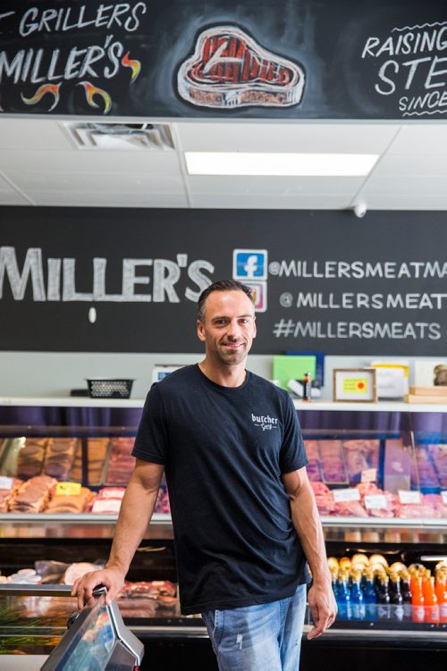 MIKAELA MACKENZIE / WINNIPEG FREE PRESS
Shawn Miller, owner of Miller's Meats, poses for a portrait in their River East location in Winnipeg on Friday, July 12, 2019.
Winnipeg Free Press 2019.