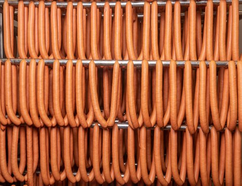 SASHA SEFTER / WINNIPEG FREE PRESS
 A few of the of the 24,000 "world-famous wieners" the Winnipeg Old Country Sausage company produces daily at their facility in Dufferin.
190712 - Friday, July 12, 2019.