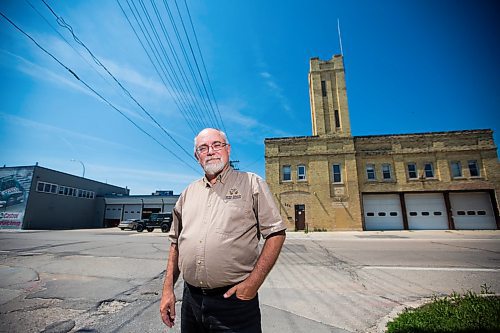 MIKAELA MACKENZIE / WINNIPEG FREE PRESS
Gordon Goldsborough, president of Manitoba Historical Society, poses by the St. James Fire Hall No. 1, a heritage building on a "commemorative list" that offers no real protection, in Winnipeg on Tuesday, July 23, 2019. For Kevin Rollason story.
Winnipeg Free Press 2019.