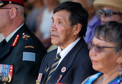 RUTH BONNEVILLE /  WINNIPEG FREE PRESS 

Tommy Prince Jr., VIP guest in attendance at the Lower Fort Garry national historic site Saturday during an event unveiling a plaque in honour of his father, Sgt. Tommy Prince.

See Sol's story. 

Aug 3rd  2019 
