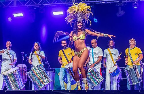 SASHA SEFTER / WINNIPEG FREE PRESS
Performers take the stage at the Brazil Pavilion during a Folklorama event held at the RBC Convention Centre Sunday evening.
190811 - Sunday, August 11, 2019.