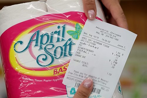 RUTH BONNEVILLE /  WINNIPEG FREE PRESS



Local - PST charges on toilet paper. 



Photo of bathroom tissue with receipt showing PST amount charged for 4 roll package.   Story on how different items are charged provincial sales tax and others are not.  





Aug 14th,  2019