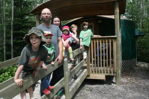 The Corrigan family go "yurting" at Nutimik Lake. Photos 01, 02 and 03 show, in order, Colin, Mikey, Dad Neil, Mom Mindy, daughter Molly, Patrick and Owen on the ramp to the yurt the rented at Nutimik Lake.  Bill Redekop / Winnipeg Free Press