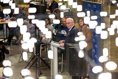 MIKE DEAL / WINNIPEG FREE PRESS
Manitoba 150 co-chair's Stuart Murray (speaking) and Monique LaCoste (right) unveiled three celebratory programs as part of Manitoba's upcoming 150th anniversary during an announcement at The Fork Friday morning.
190920 - Friday, September 20, 2019.