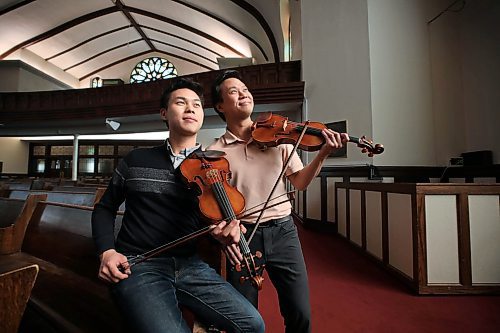 RUTH BONNEVILLE  /  WINNIPEG FREE PRESS 

ENT - Chooi brothers violinists play with MB Chamber Orchestra. 

Rehearsal at Westminster United Church.


Portrait of  Chooi brothers violinists, Nikki (beige golf shirt) and Timothy (younger brother), two Canadian violinists, during rehearsal at Westminster United Church on Tuesday.  

They will be appearing in concert with the Manitoba Chamber Orchestra at Westminster United Church at 7:30pm Wednesday. 


See Holly Harris story. 

Sept 24, 2019 

